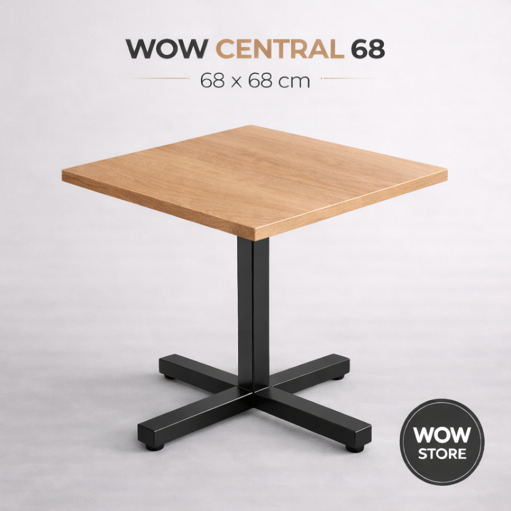 Table café restaurant 68x68 – WOW CENTRAL – Effet bois