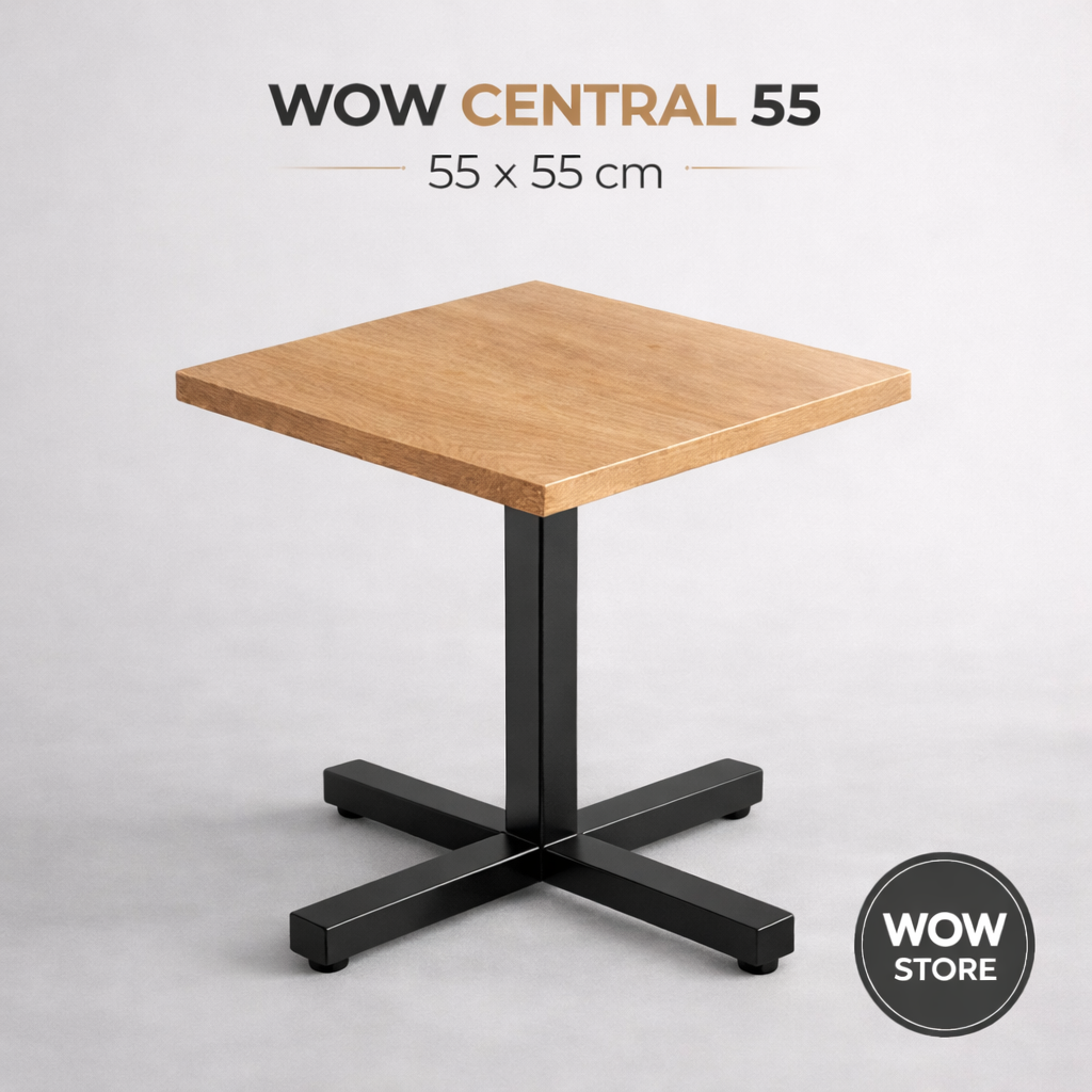Table café restaurant 55x55 – WOW CENTRAL – Effet bois