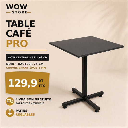 Table café restaurant 68x68 – WOW CENTRAL – Noir