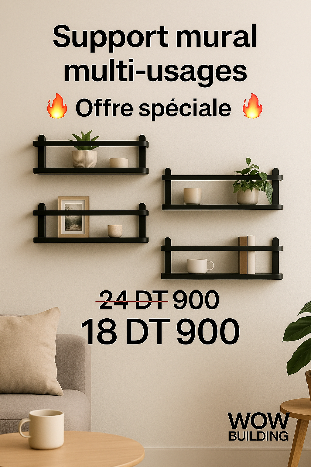 Support mural multi-usages